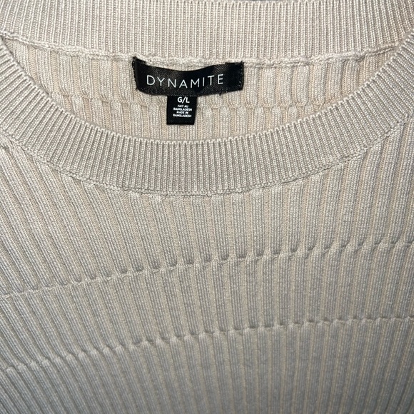 Dynamite Cream Ribbed Crew Neck Sweater - Picture 2 of 3